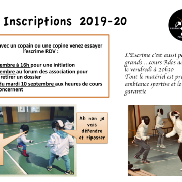 Inscription Escrime – Saison 2019/2020